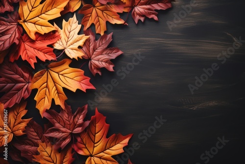 Fall background featuring vibrant autumn maple leaves