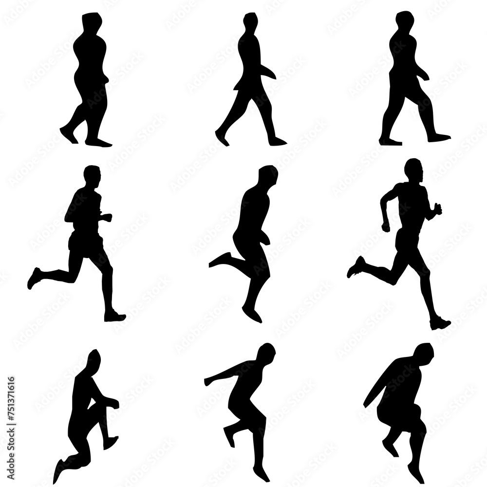 People exercise, walk, run, jump.