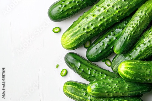 a group of cucumbers on a white surface