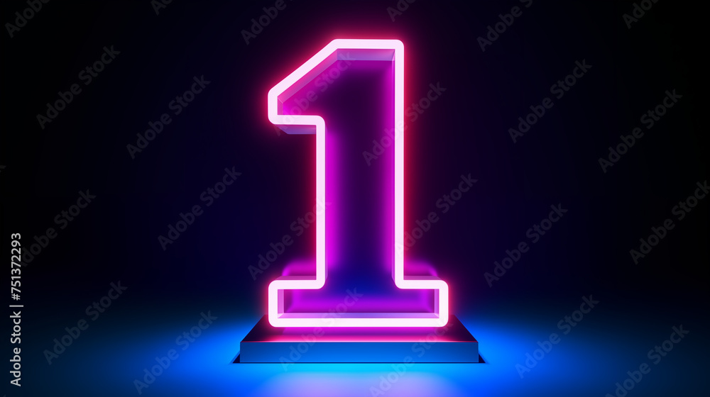 Digital Neon Number One with a Vibrant Pink and Blue Glow Digital Neon Number One with a Vibrant Pink and Blue Glow