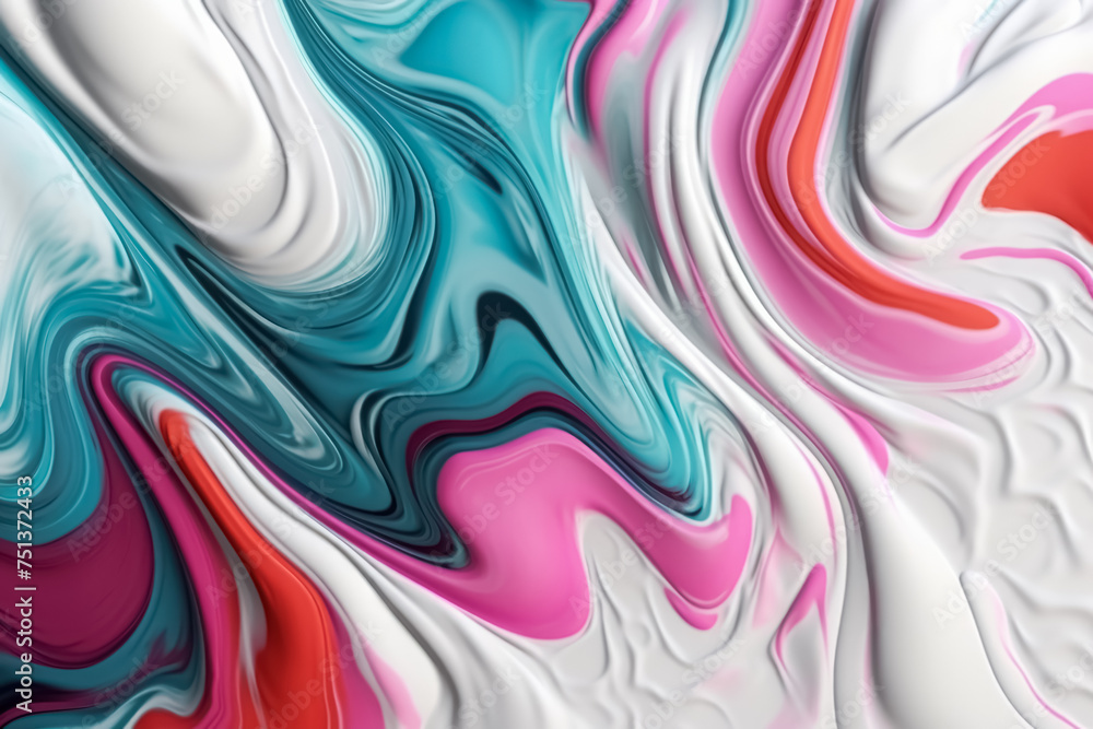 Obraz premium Abstract modern white and neon colors liquid wavy acrylic paint background