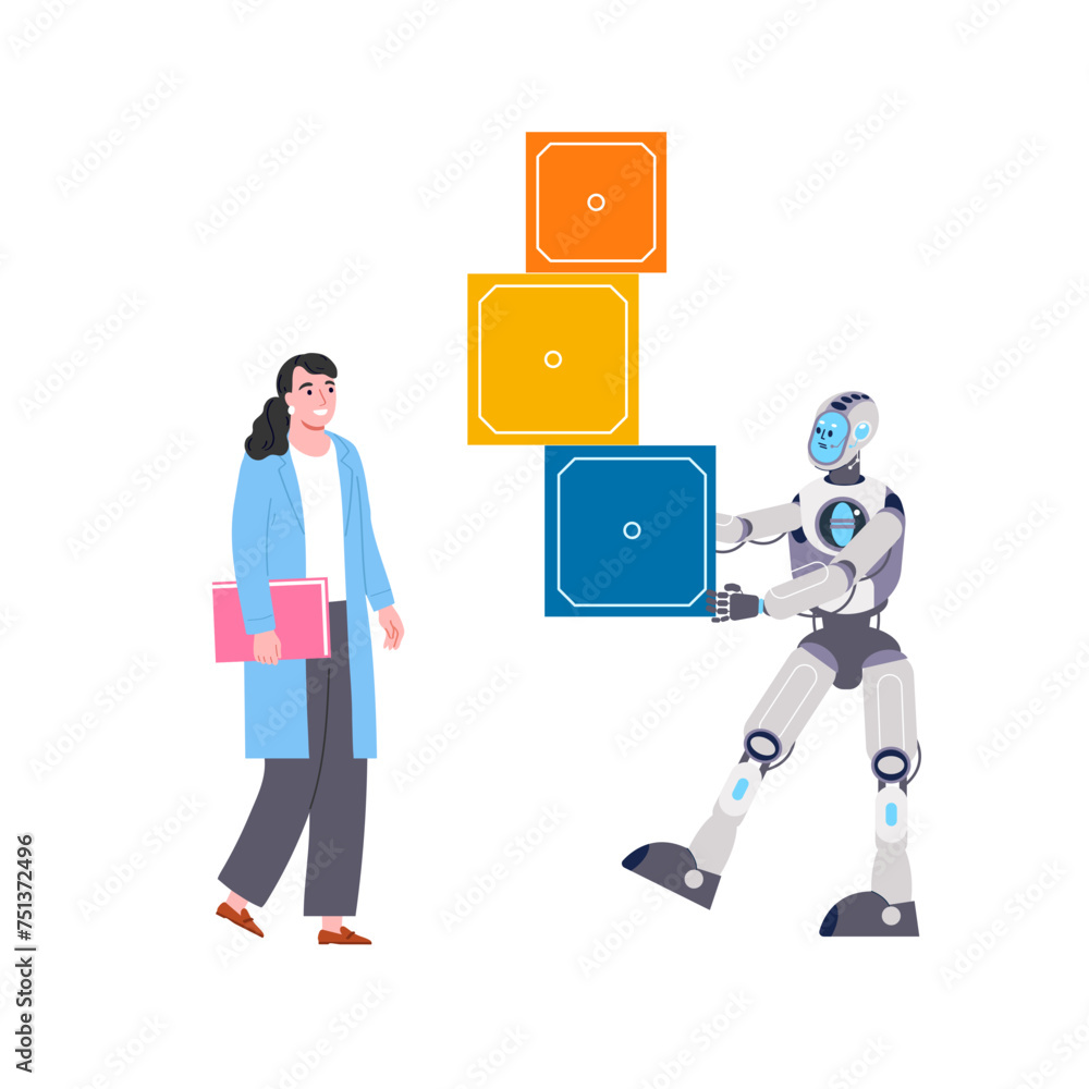 Robots Do Heavy Work Illustration Robots Do Heavy Work Illustration