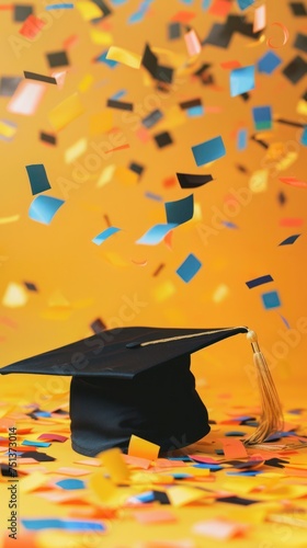 Background for congratulating graduates. Graduation background with empty space for copy or paste. Template for greeting card  banner  invitation  label  etc