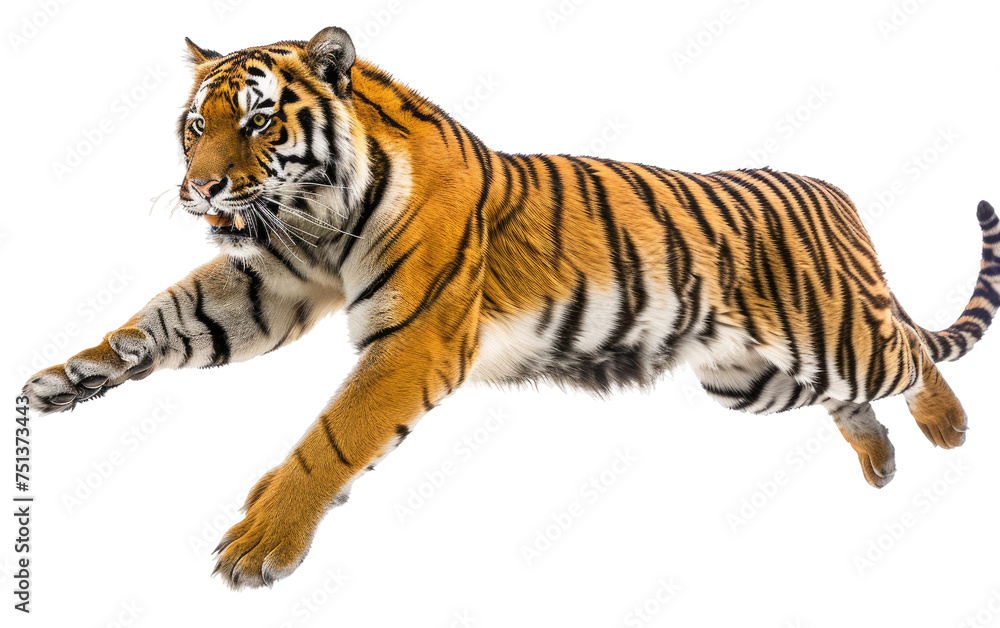 Leaping Tiger isolated on transparent Background