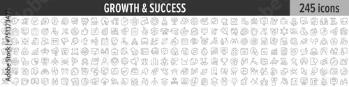 Growth and Success linear icon collection. Big set of 245 Growth and Success icons. Thin line icons collection. Vector illustration