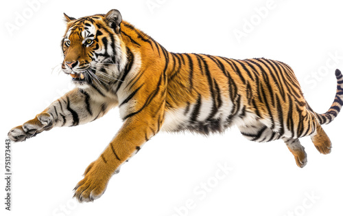 Leaping Tiger isolated on transparent Background