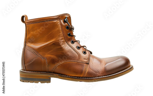 Boot Crafted from Rich Brown Leather isolated on transparent Background