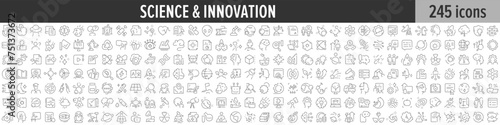 Science and Innovation linear icon collection. Big set of 245 Science and Innovation icons. Thin line icons collection. Vector illustration