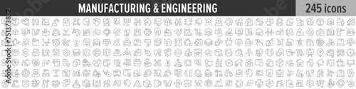 Manufacturing and Engineering linear icon collection. Big set of 245 Manufacturing and Engineering icons. Thin line icons collection. Vector illustration © stas111