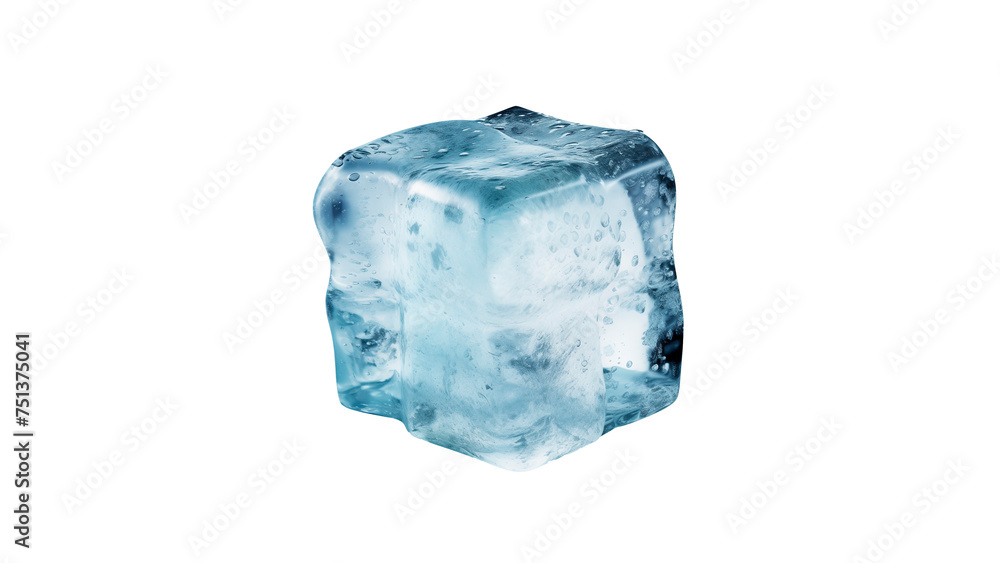 Ice cube cut out. Isolated ice cube on transparent background