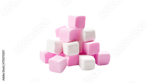 Pink and white marshmallow cut out. Isolated marshmallow on transparent background