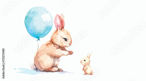 Little rabbit and ballon cartoon illustration waterco