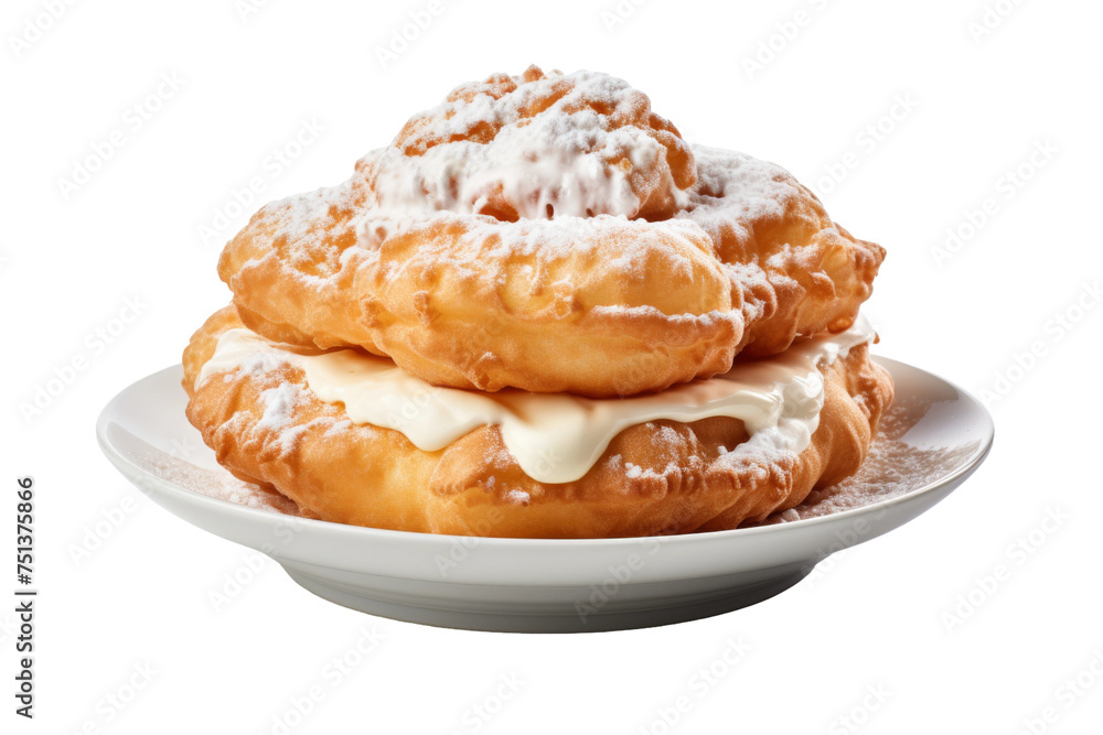 Delicious Fried Dough Ecstasy Isolated on Transparent Background.
