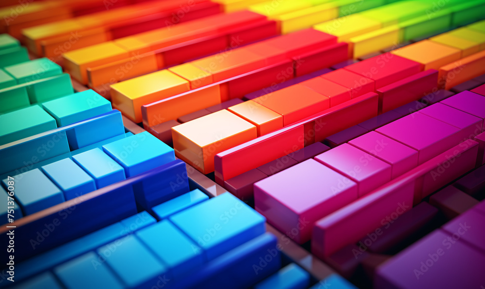 Obraz premium Colorful tile checkered background samples of plastic materials for warehouse stock.