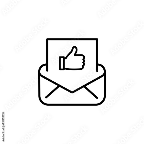 line style icon design of email and thumbs up emoji notification
