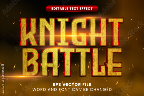 Knight battle cinematic 3d editable vector text effect