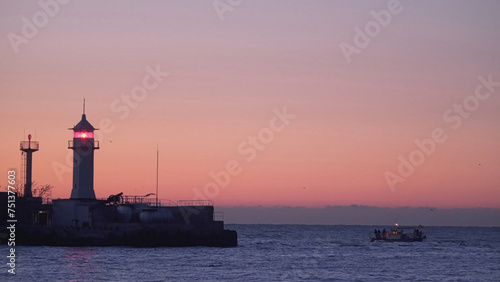 Wallpaper Mural Fishing boats sail near the lighthouse Torontodigital.ca