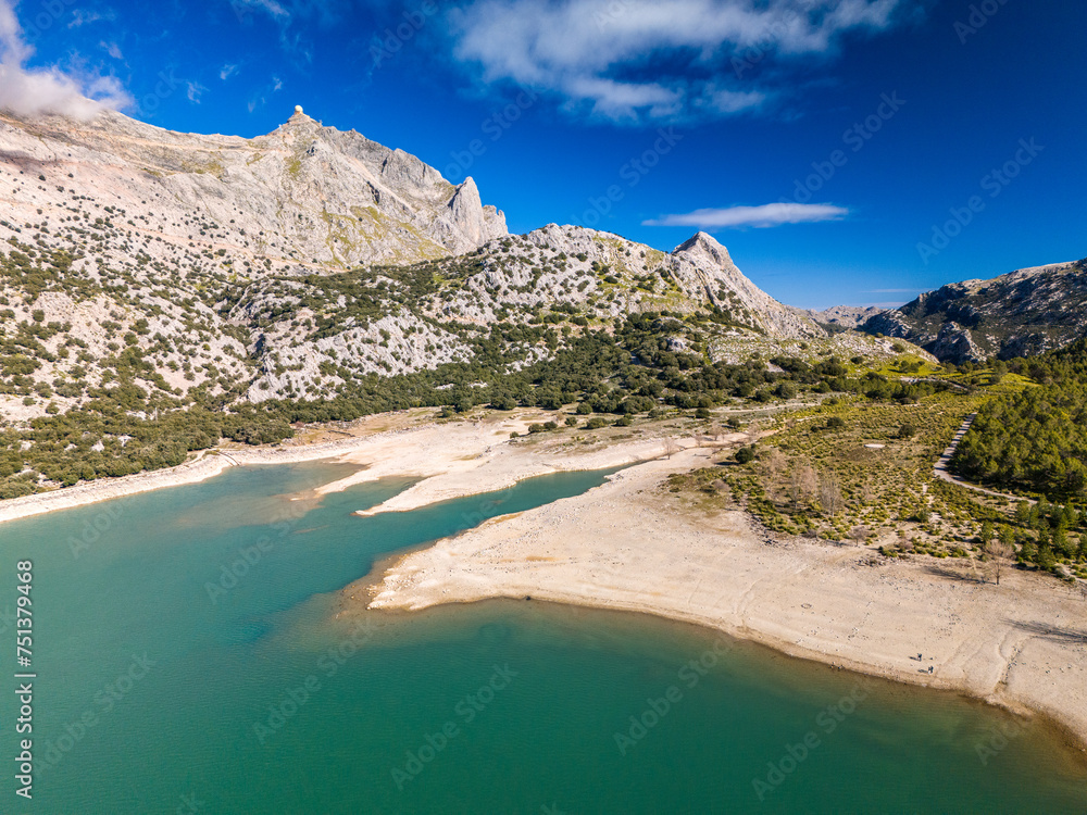 Cuber lake in Mallorca aerial view from drone