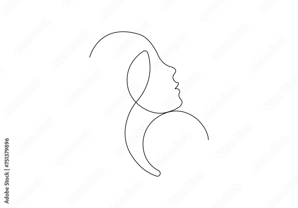 Continuous line drawing of girl face vector illustration Continuous line drawing of girl face vector illustration