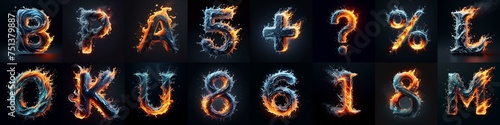 Lettering Typeface That Blends water and fire. AI generated illustration