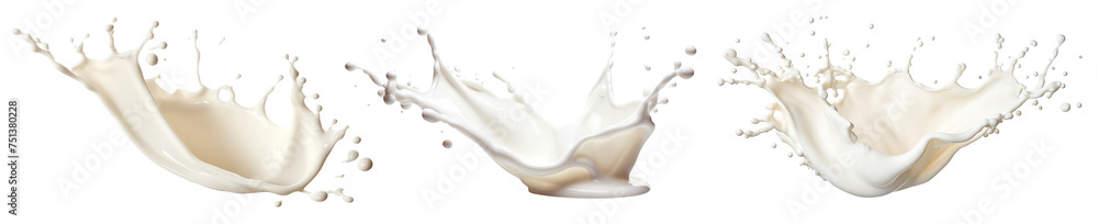 Set of milk or cream splashes, cut out Set of milk or cream splashes, cut out