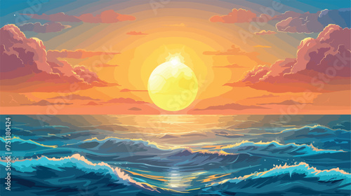 Sea and sun vector image for web and design