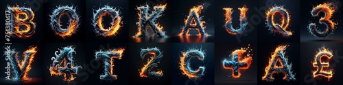 Lettering Typeface That Blends water and fire. AI generated illustration © vector_master