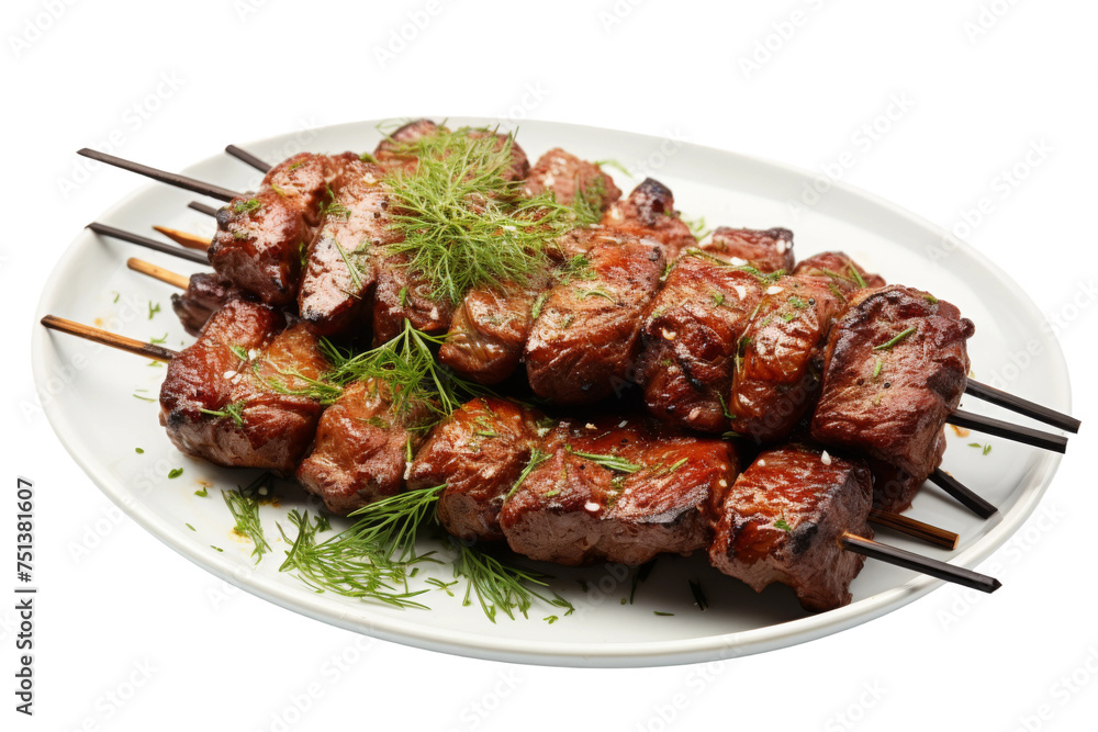 Delicious Skewered Minced Meat Delight Isolated on Transparent Background.