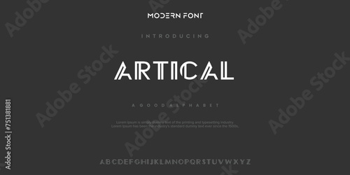 Artical Double line monogram alphabet and tech fonts. Lines font regular uppercase and lowercase. Vector illustration.