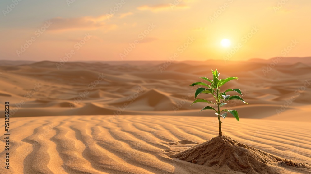 a plant growing out of sand