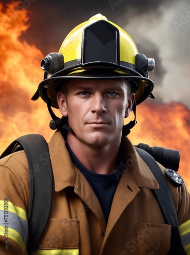 Portrait of a firefighter in uniform