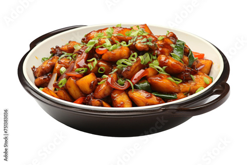 Spicy Stir-Fried Dish Isolated on Transparent Background.