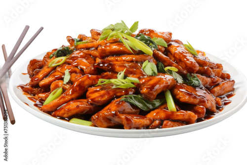 Tempting Stir-Fried Spicy Chicken Delight Isolated on Transparent Background.