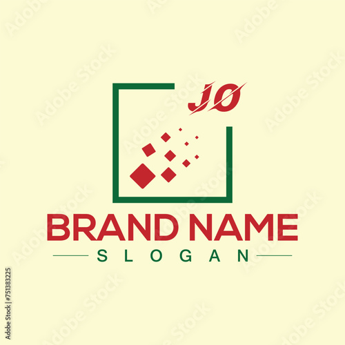 Alphabet letter JO creative logo design