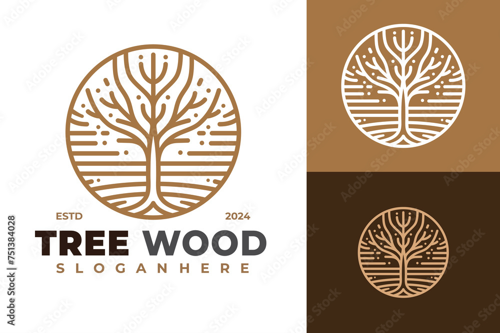 Tree Wood Minimalist Logo design vector symbol icon illustration Tree Wood Minimalist Logo design vector symbol icon illustration