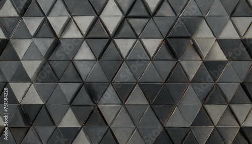 Black Block Triangular Tile Wallpaper: A Stylish 3D Rendering"