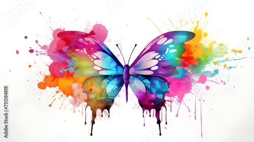 abstract watercolor background with butterflies © zahida