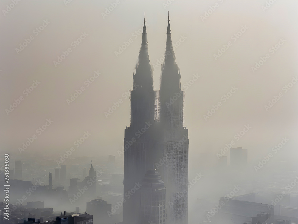 Air pollution in a city industry factory emit smoke co2 unhealthy environment