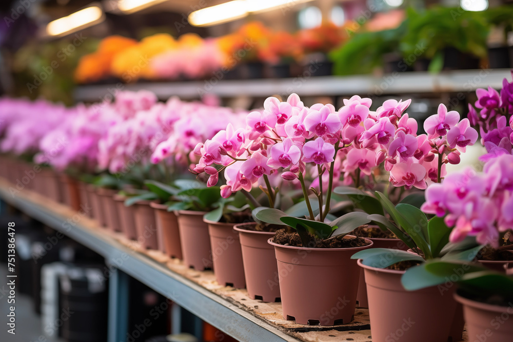 Spring flowers in pots. Happy Easter background. Seedlings and gardening, flower shop. Mother's Day. International Women's Day.