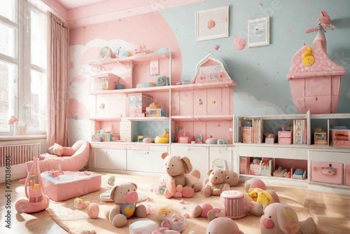 interior of a room with toys