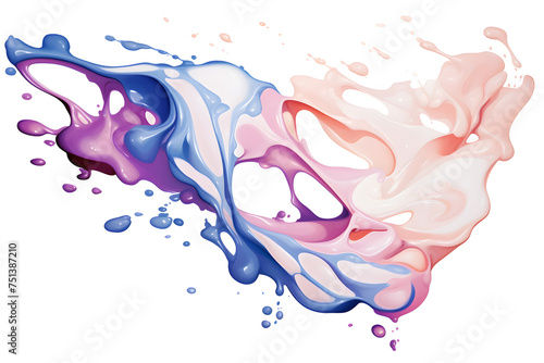 Creamy liquid watercolor colorful splash isolated on white background © Oksana