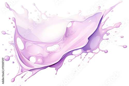 Creamy liquid watercolor colorful splash isolated on white background