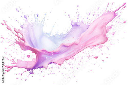 Creamy liquid watercolor colorful splash isolated on white background