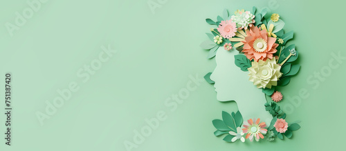 Paper render style silhouette human head