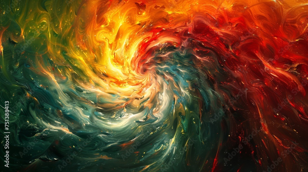 Explosive swirl of fiery and aquatic colors in dynamic motion. Explosive swirl of fiery and aquatic colors in dynamic motion.