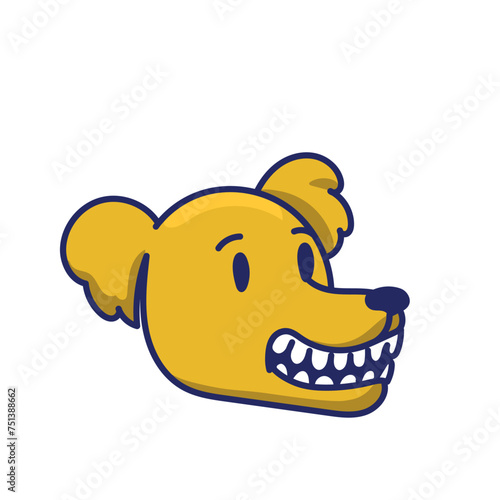 Cute cartoon yellow dog face isolated on white background. © galunga.art