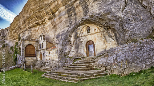 Hermitage of San Bernabé, Natural Monument of Ojo Guareña, Ojo Guareña Karst Complex, Las Merindades, Burgos, Cantabrian Mountains, Castilla y León, Spain, Europe photo