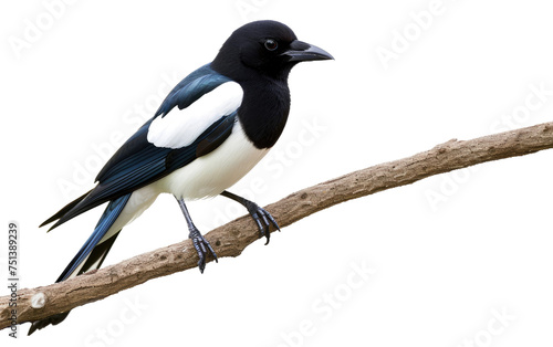 Branch-Adorned Magpie isolated on transparent Background
