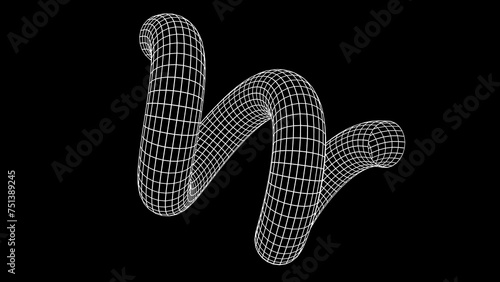  3d abstract wireframe grid neon laser line art white shape. Futuristic retro 80s 90s sci-fi background. Vaprowave synthwave 