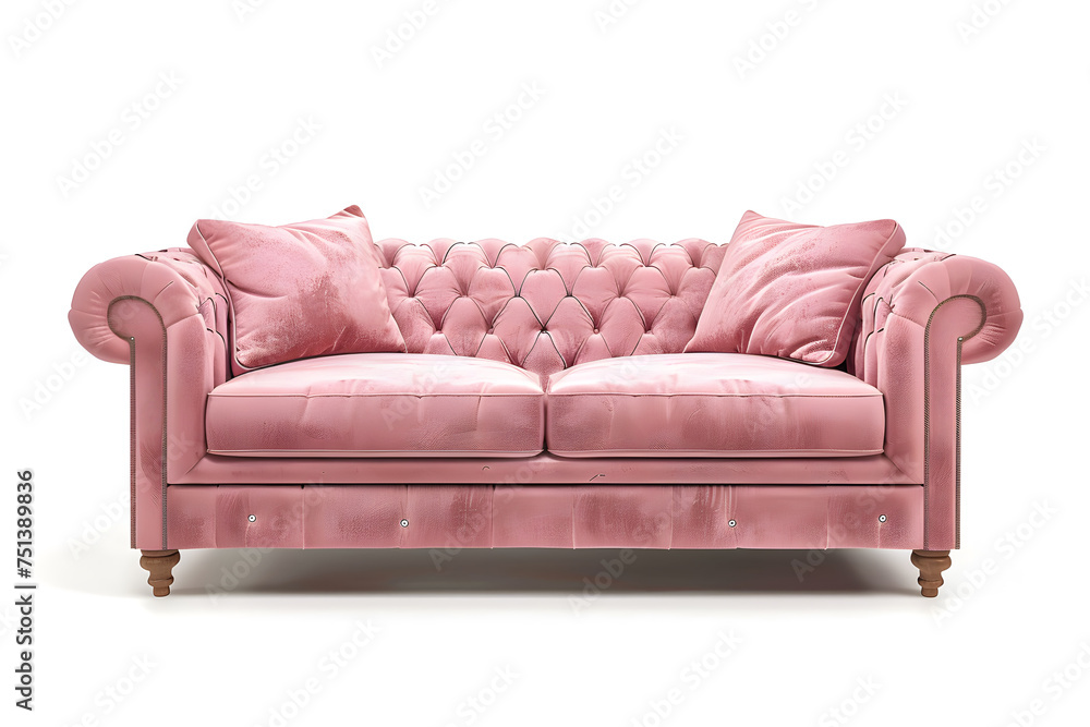 Obraz premium Stylish pink sofa on white background